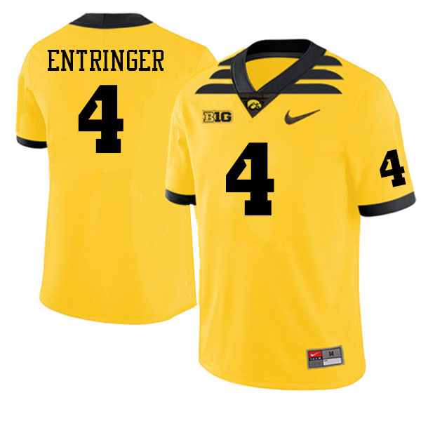 Men #4 Koen Entringer Iowa Hawkeyes College Football Alternate Jerseys Sale-Gold - Click Image to Close
